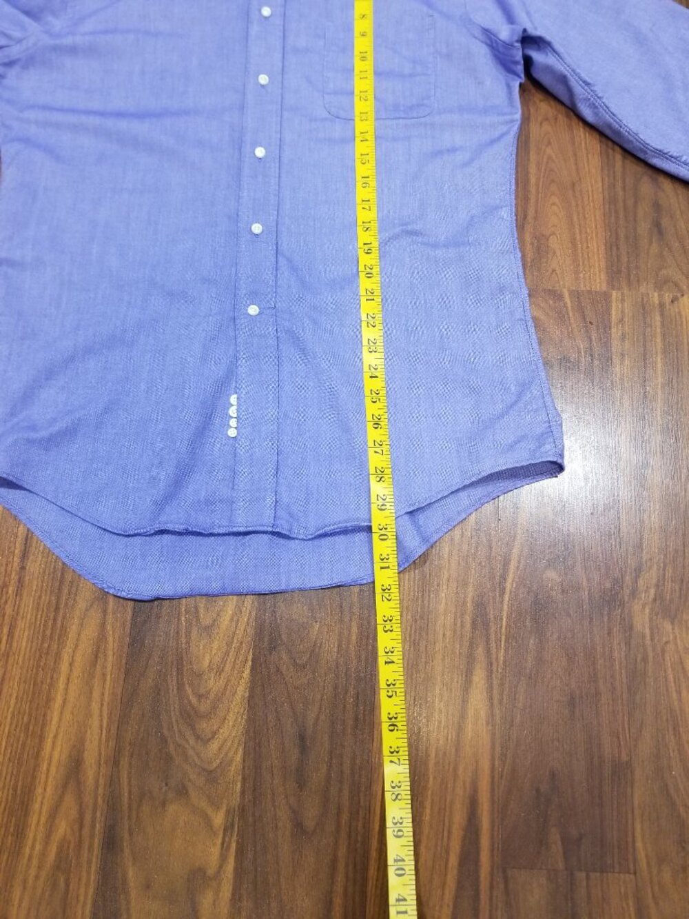 Men's Lands' End Trim Fit L/S Button Down Shirt, Blue, Size 16, EUC - Picture 10 of 11